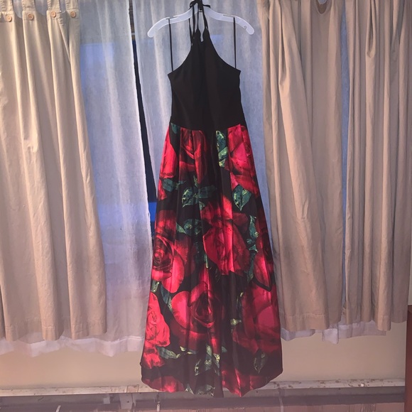 Red Roses Full Length Prom Dress - Picture 2 of 8